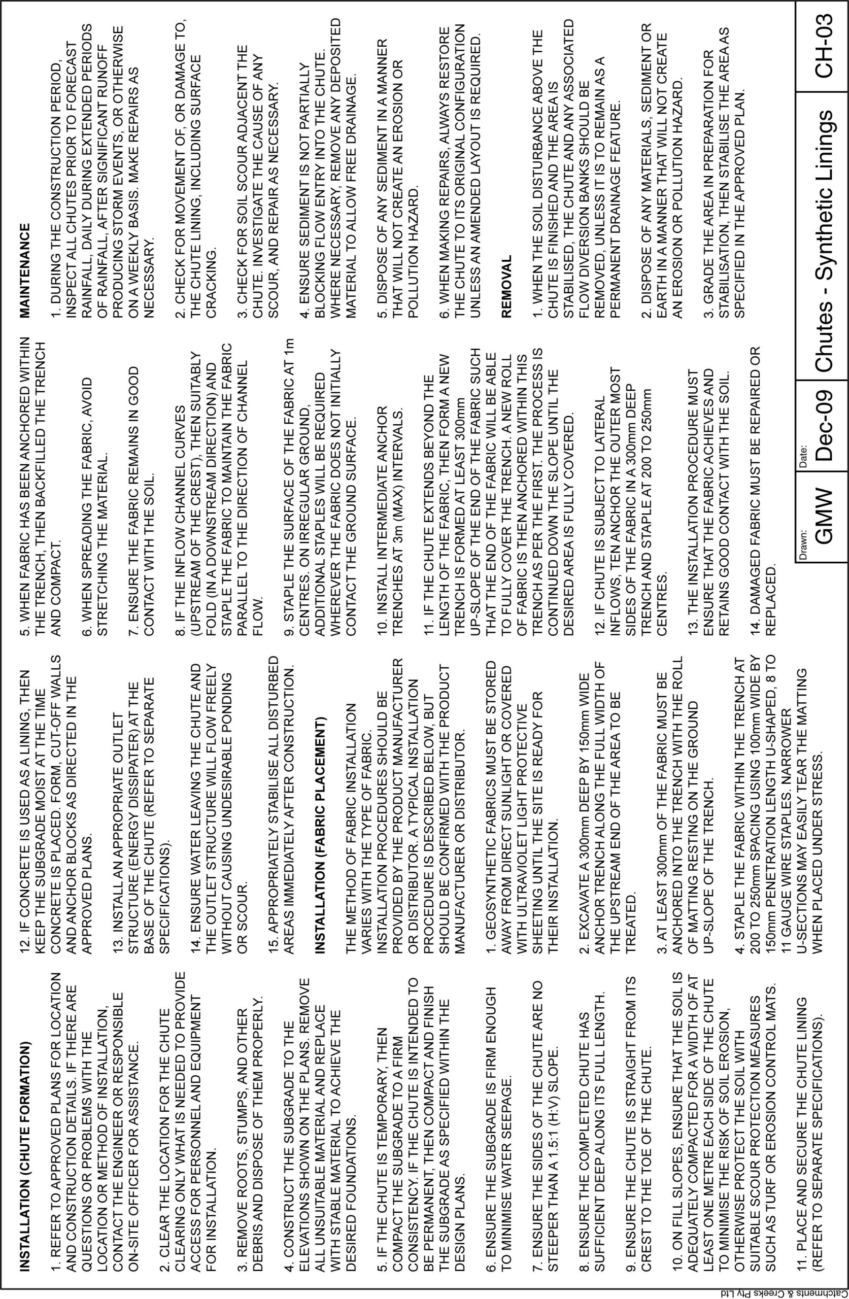 Chutes Synthetic Linings Catchments And Creeks Chutes Synthetic Linings Catchments And Creeks